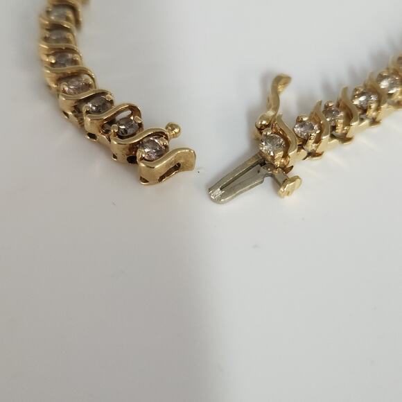 Vintage 14k Yellow Gold Diamond Tennis Bracelet 7" - Picture 6 of 9